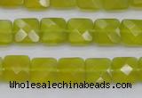 CKA285 15.5 inches 10*10mm faceted square Korean jade gemstone beads