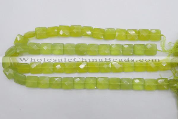 CKA286 15.5 inches 14*14mm faceted square Korean jade gemstone beads