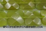 CKA287 15.5 inches 20*20mm faceted square Korean jade gemstone beads