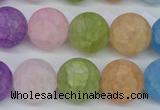 CKQ06 15.5 inches 14mm round matte dyed crackle quartz beads