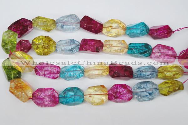 CKQ119 15.5 inches 16*26mm faceted nuggets dyed crackle quartz beads