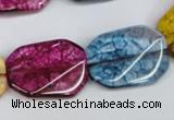 CKQ143 15.5 inches 20*30mm twisted rectangle dyed crackle quartz beads