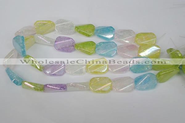 CKQ164 15.5 inches 18*25mm twisted rectangle AB-color crackle quartz beads