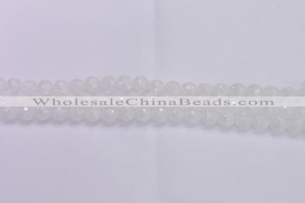 CKQ344 15.5 inches 8mm faceted round dyed crackle quartz beads