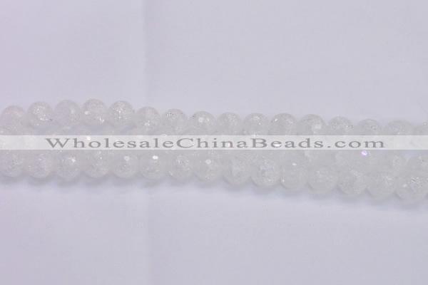 CKQ346 15.5 inches 12mm faceted round dyed crackle quartz beads