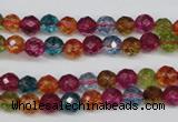 CKQ41 15.5 inches 6mm faceted round dyed crackle quartz beads