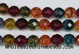 CKQ42 15.5 inches 8mm faceted round dyed crackle quartz beads