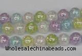 CKQ62 15.5 inches 8mm round AB-color dyed crackle quartz beads