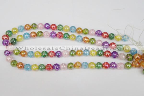 CKQ73 15.5 inches 10mm round AB-color dyed crackle quartz beads