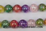 CKQ75 15.5 inches 14mm round AB-color dyed crackle quartz beads