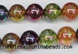 CKQ85 15.5 inches 14mm round AB-color dyed crackle quartz beads