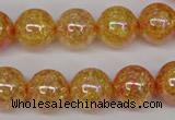 CKQ94 15.5 inches 12mm round AB-color dyed crackle quartz beads