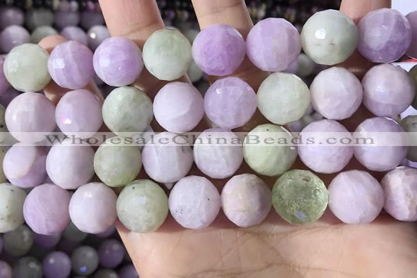 CKU328 15.5 inches 14mm - 15mm faceted round natural kunzite beads