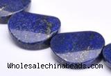 CLA32 26*26mm twisted coin deep blue dyed lapis lazuli beads