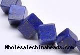 CLA40 oblique-drilled cubic 10*10*10mm dyed lapis lazuli beads