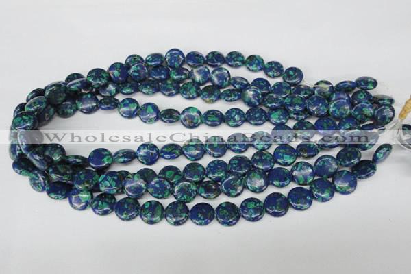 CLA412 15.5 inches 14mm flat round synthetic lapis lazuli beads