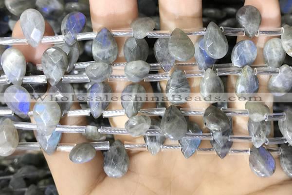 CLB1044 Top drilled 8*12mm faceted briolette labradorite beads