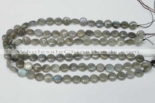 CLB168 15.5 inches 12mm flat round labradorite gemstone beads