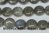 CLB169 15.5 inches 14mm flat round labradorite gemstone beads