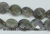 CLB191 15.5 inches 14mm faceted coin labradorite gemstone beads