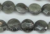 CLB192 15.5 inches 16mm faceted coin labradorite gemstone beads