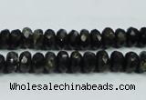 CLB303 15.5 inches 5*8mm faceted rondelle black labradorite beads