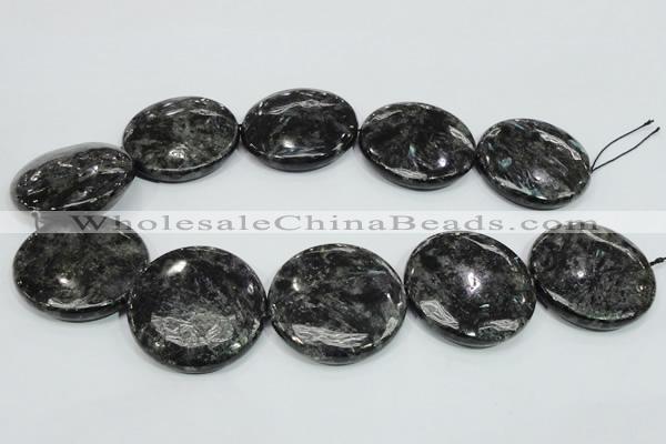 CLB315 15.5 inches 40mm flat round black labradorite gemstone beads