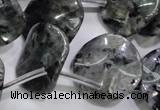 CLB326 Top-drilled 20mm wavy coin black labradorite beads