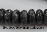 CLB332 15.5 inches 10*18mm faceted rondelle black labradorite beads