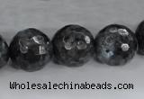 CLB365 15.5 inches 16mm faceted round black labradorite beads wholesale