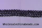 CLB370 15.5 inches 4mm round matte black labradorite beads