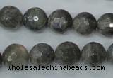 CLB515 15.5 inches 14mm faceted round labradorite gemstone beads