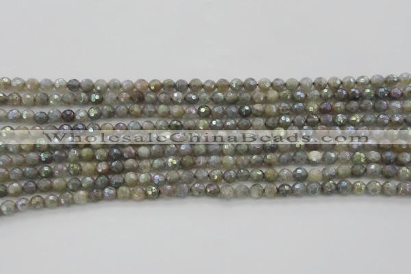 CLB610 15.5 inches 4mm faceted round AB-color labradorite beads