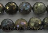 CLB615 15.5 inches 14mm faceted round AB-color labradorite beads