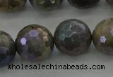 CLB617 15.5 inches 18mm faceted round AB-color labradorite beads