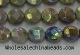 CLB676 15.5 inches 8mm faceted coin AB-color labradorite beads