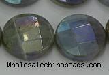 CLB681 15.5 inches 20mm faceted coin AB-color labradorite beads