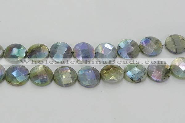 CLB681 15.5 inches 20mm faceted coin AB-color labradorite beads