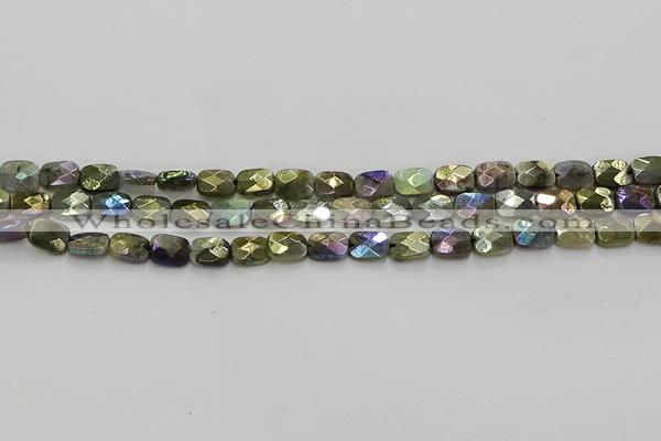 CLB695 15.5 inches 8*10mm faceted rectangle AB-color labradorite beads