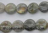 CLB73 15.5 inches 14mm flat round labradorite beads wholesale