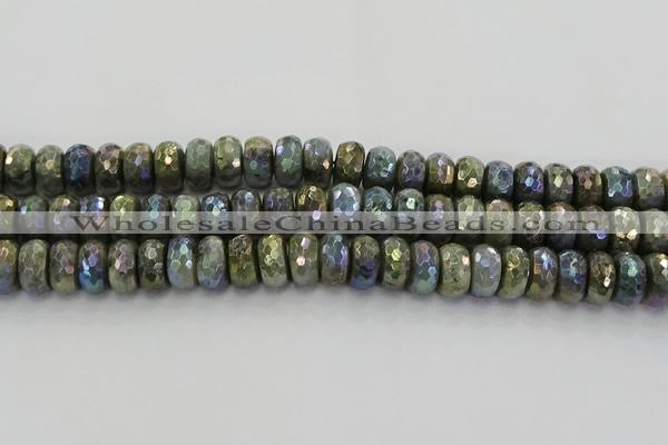 CLB760 15.5 inches 8*14mm faceted rondelle AB-color labradorite beads