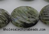 CLB99 15.5 inches 22*30mm carved oval labradorite beads