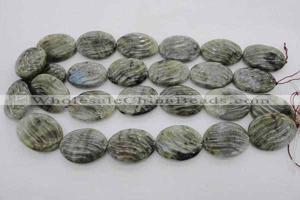 CLB99 15.5 inches 22*30mm carved oval labradorite beads