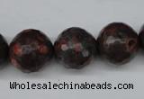 CLD106 15.5 inches 16mm faceted round leopard skin jasper beads