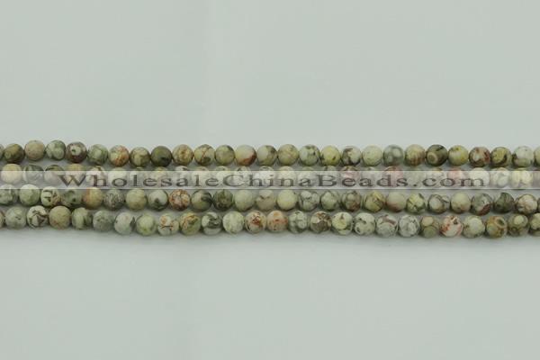 CLD201 15.5 inches 6mm round matte Chinese leopard skin jasper beads