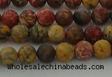 CLD211 15.5 inches 6mm round matte leopard skin jasper beads