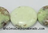 CLE50 15.5 inches 30mm flat round lemon turquoise  beads wholesale