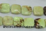 CLE60 15.5 inches 12*12mm faceted square lemon turquoise beads