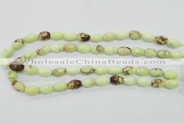 CLE70 15.5 inches 10*15mm faceted rice lemon turquoise beads