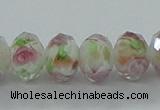 CLG04 12 inches 6*8mm faceted rondelle handmade lampwork beads